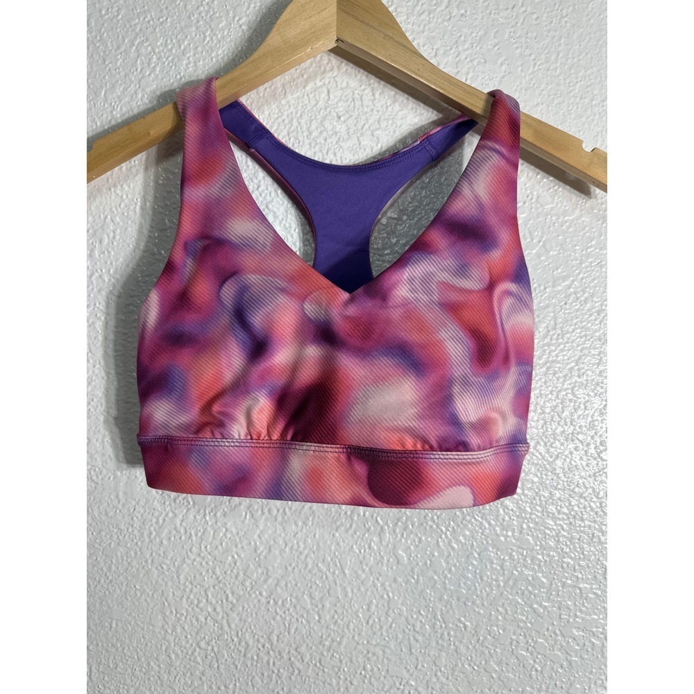 TEK GEAR Workout Gear Sports Bra Tie Dye Pink Purple Racerback Size S